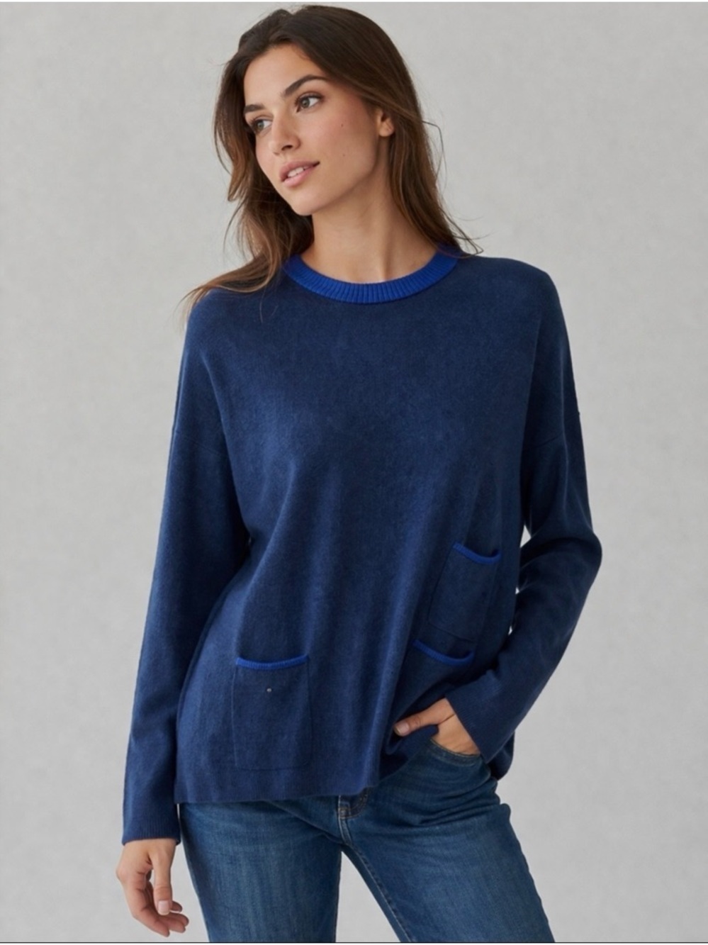 Classic Navy Mer Sea Women's Crew Neck Sweater.